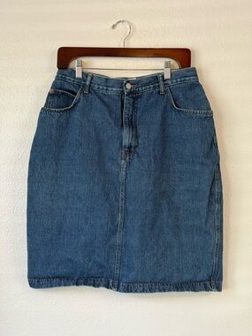 VTG Gloria Vanderbilt Classic Blue Denim Skirt Size 16 Y2K Summer Mini Skirt